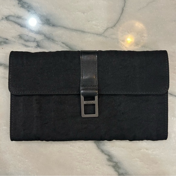 DKNY Other - DKNY Black Twill & Leather Vintage Wallet Clutch – Y2K Era